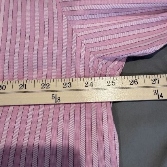 Bachrach Button Down Shirt Pink Stripe Contrasting Cotton Size XL 18 34-35 - Picture 5 of 8